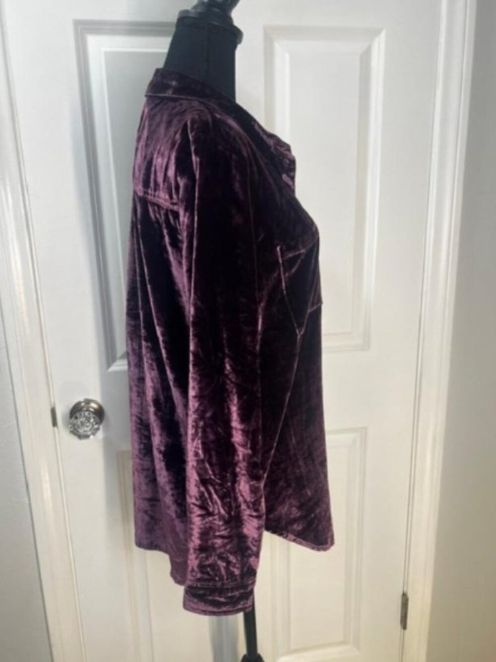 Pilcro Relaxed Velvet Buttondown in Purple from Anthropologie - Size Small - Picture 4 of 6